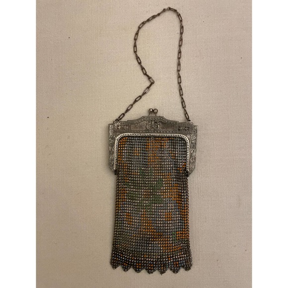 Whiting Davis Metal Mesh Enamel Purse Art Deco Handbag - Picture 1 of 5